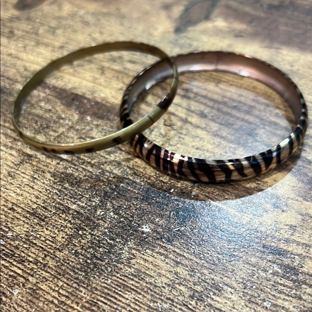 Animal Print and Gold Tone Bangles, Set of 2